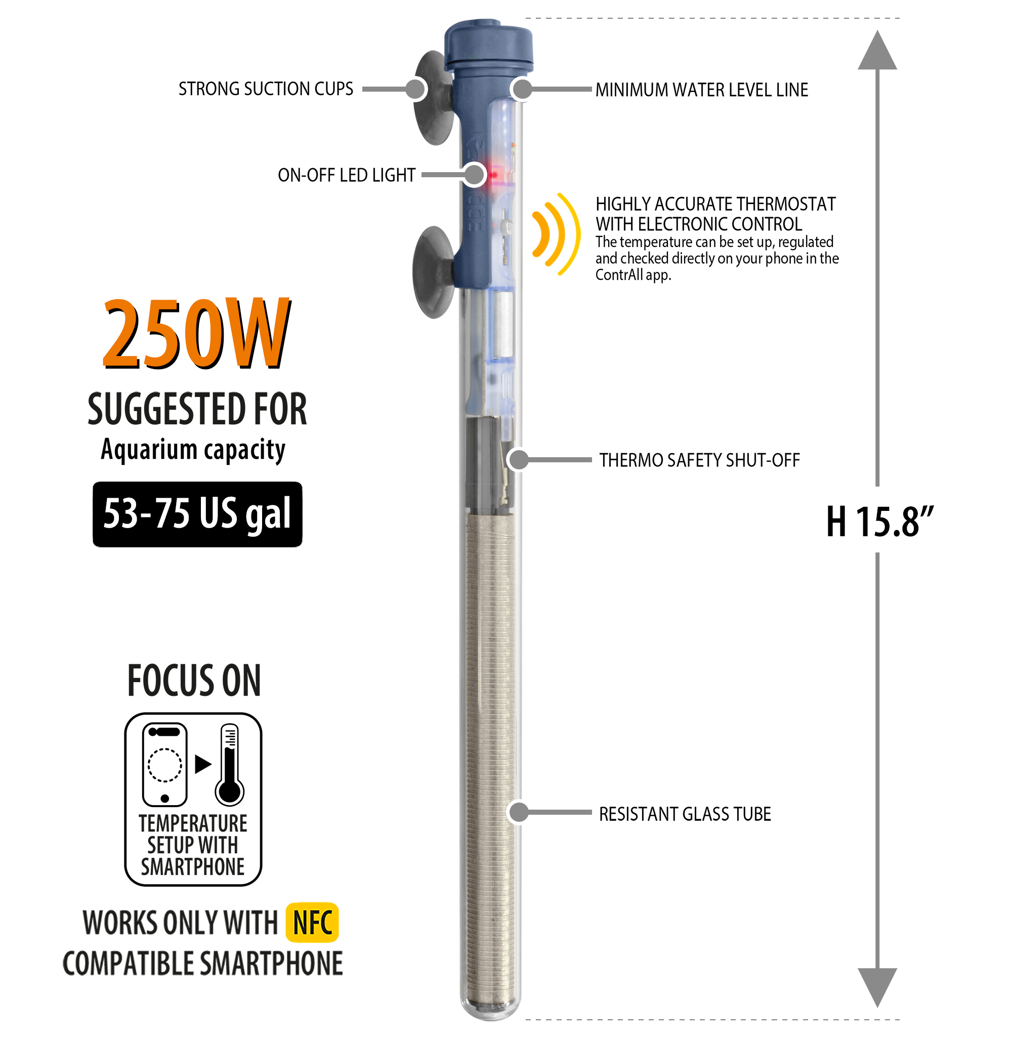 Scuba Contactless 250 watt Submersible Heater - Image 3
