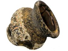 Egyptian Ceramic Urn w/holes Lg 9.5x9.5x11 in Ornament